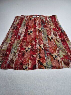 Chicos Multicolor Floral Patchwork Skirt Size 3 Large